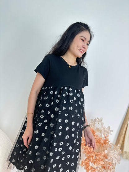 Morie Black Belly Flare Dress