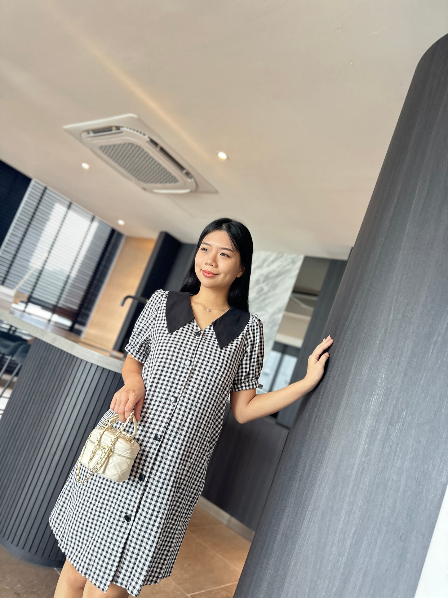 Lovell Grid Collared Dress