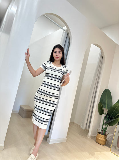 Vayne Stripes Stretchy Knits Dress