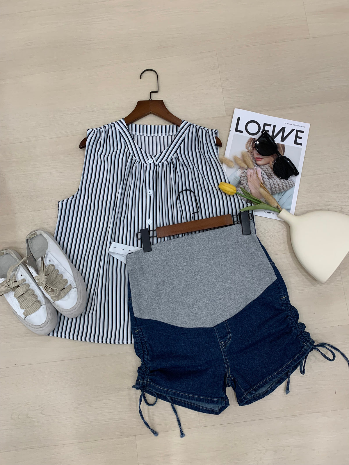 Romy Drawstring Denim Shorts