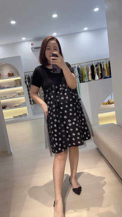 Morie Black Belly Flare Dress