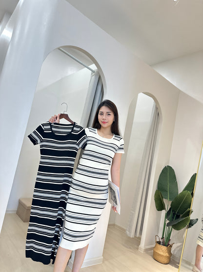 Vayne Stripes Stretchy Knits Dress