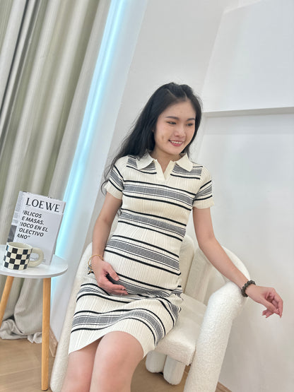 Veons Stripes Stretchy Knits Dress