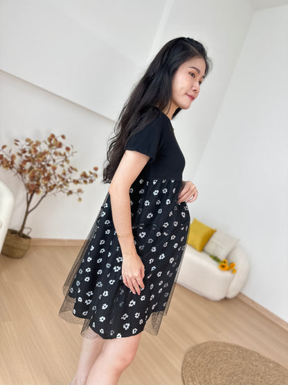 Morie Black Belly Flare Dress