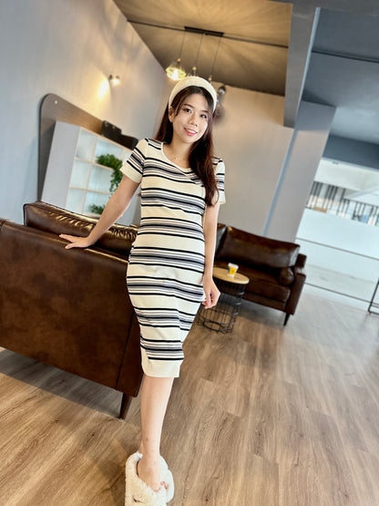 Vayne Stripes Stretchy Knits Dress