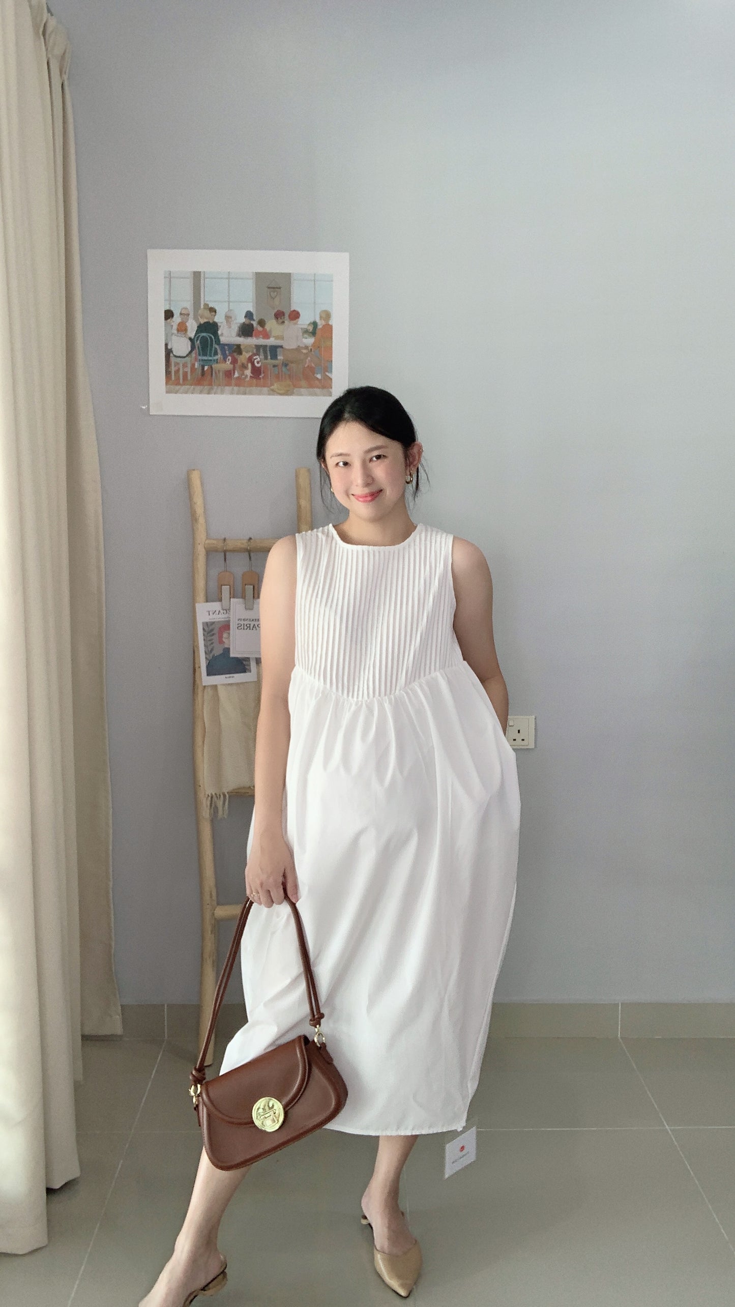 Asther Sleeveless Long Dress In White