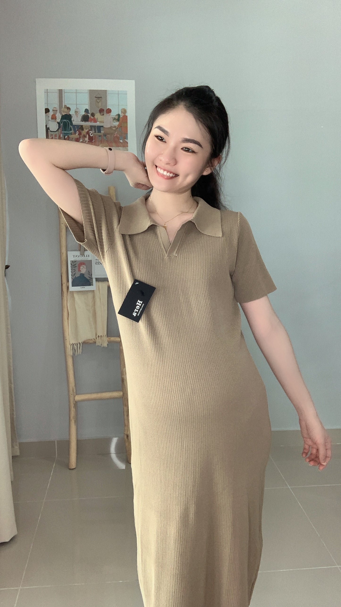 Leon Collared Stretchy Knits Dress