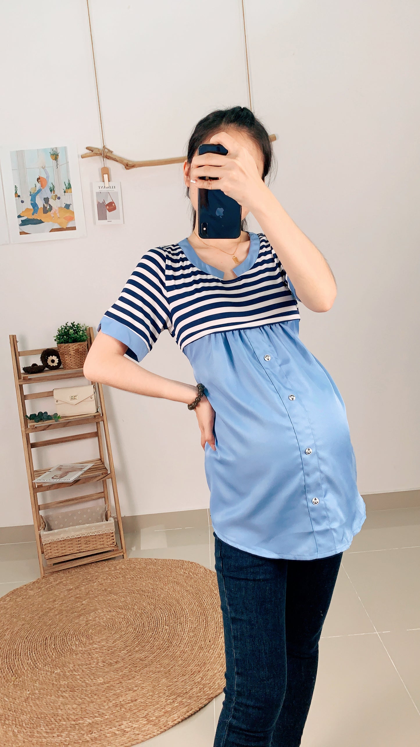 Anchor Stripes Maternity & Nursing Top