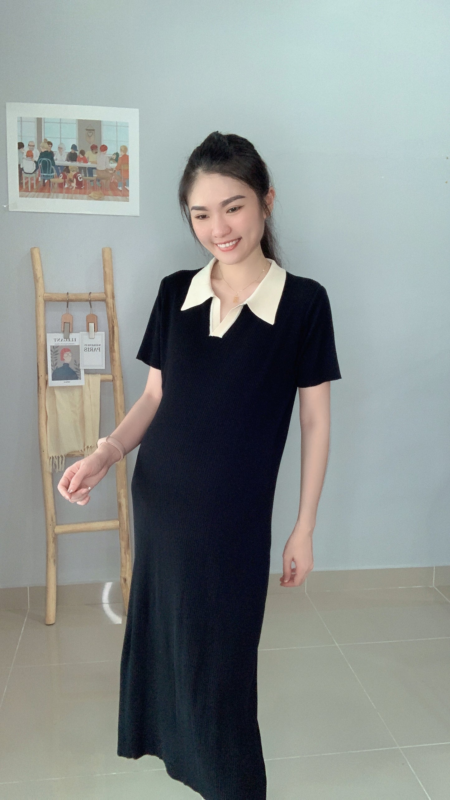 Leon Collared Stretchy Knits Dress