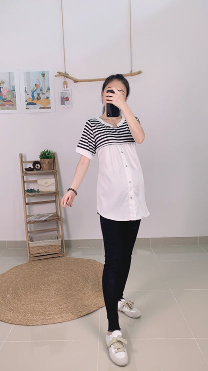 Anchor Stripes Maternity & Nursing Top