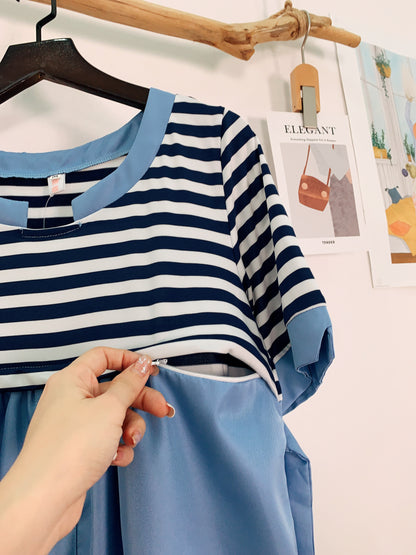 Anchor Stripes Maternity & Nursing Top