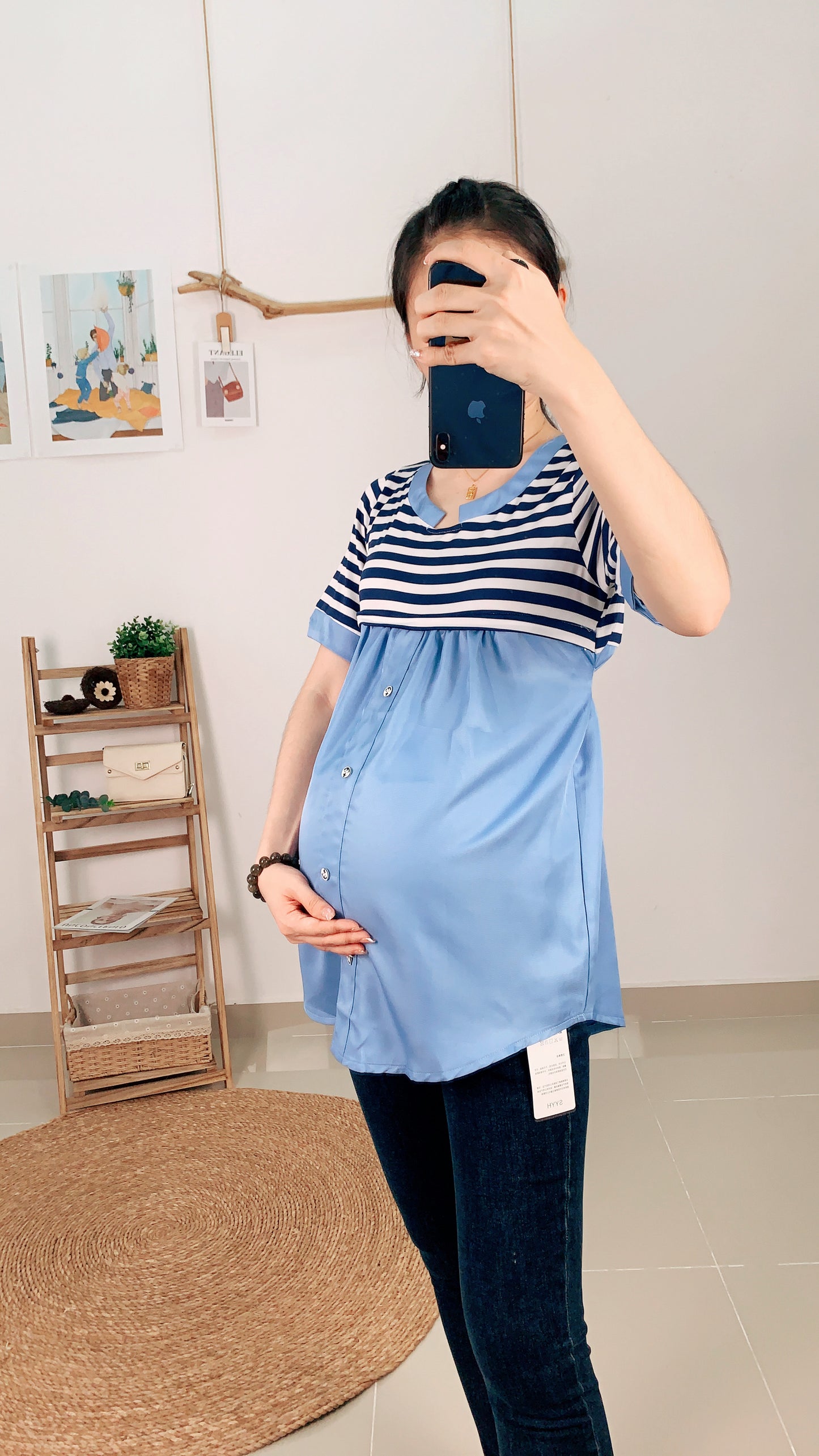 Anchor Stripes Maternity & Nursing Top