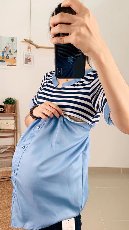 Anchor Stripes Maternity & Nursing Top