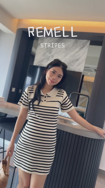 Remell Stripes Knitted Collar Dress