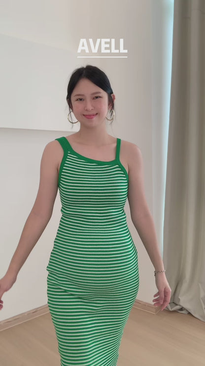 Avell Stripes Green Knits Dress