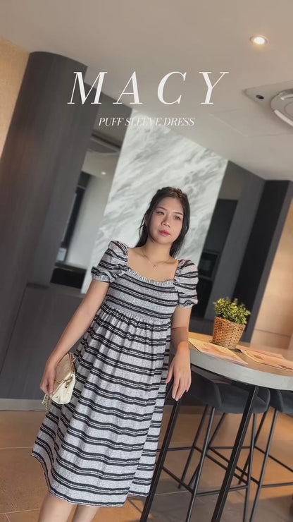 Macy Puff Sleeve Stripes Dress