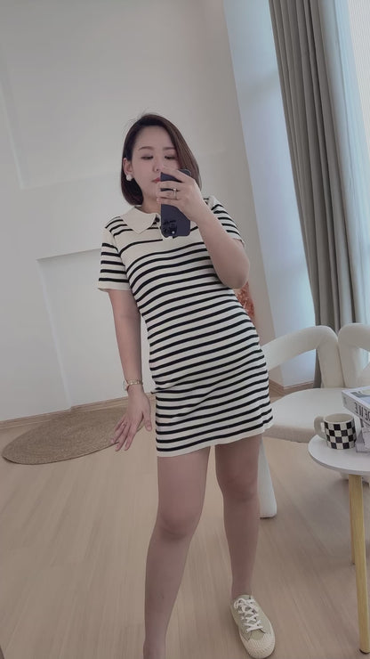 Remell Stripes Knitted Collar Dress