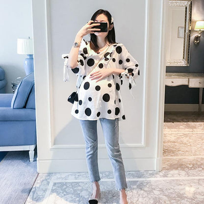 Elsa Polka Dots Maternity Top