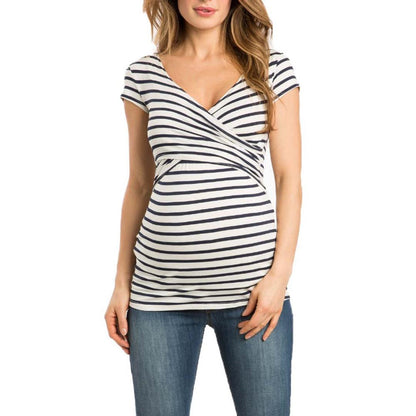 V Cross Short Sleeve Maternity & Nursing Top