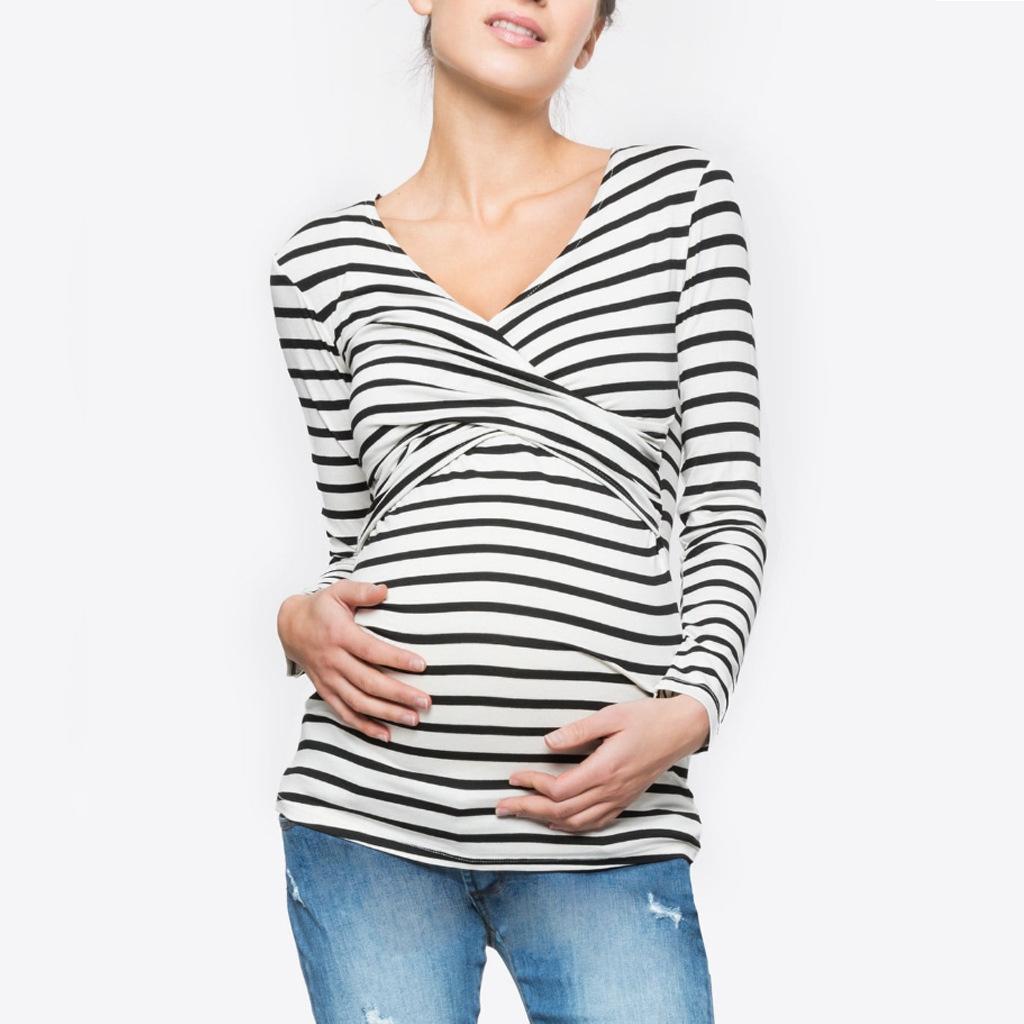 Stripes Long Sleeve Maternity & Nursing Top
