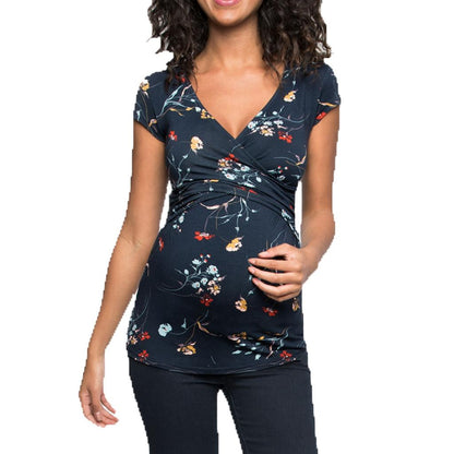 V Cross Short Sleeve Maternity & Nursing Top