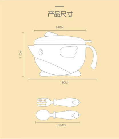 GoryeoBaby Stainless Steel Anti-drop Bowl Three-Piece Tableware Set