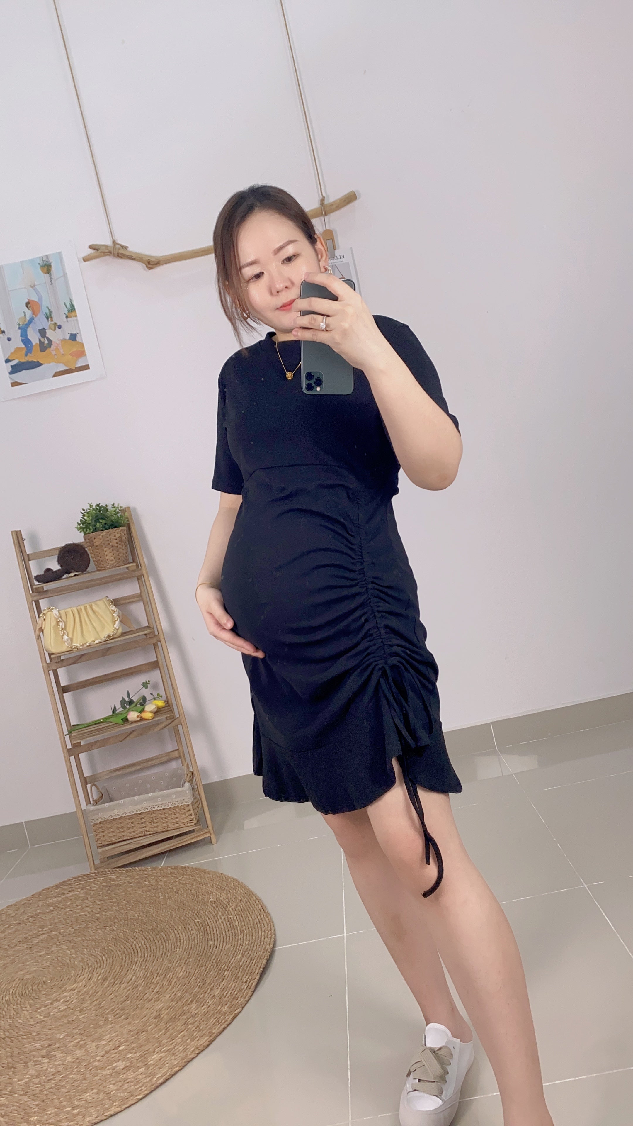 Soos Basic Plain Short Sleeve Maternity Dress – Lovince BellyWear