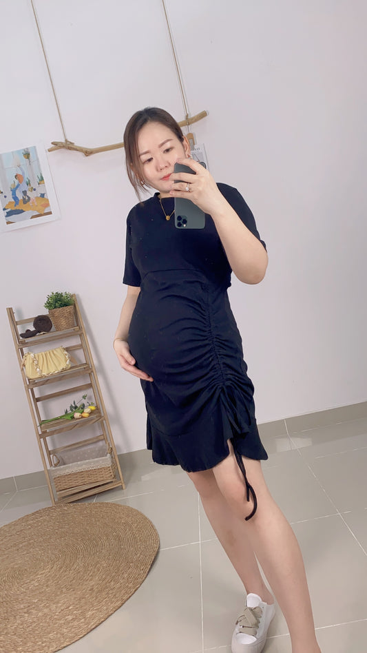 Soos Basic Plain Short Sleeve Maternity Dress