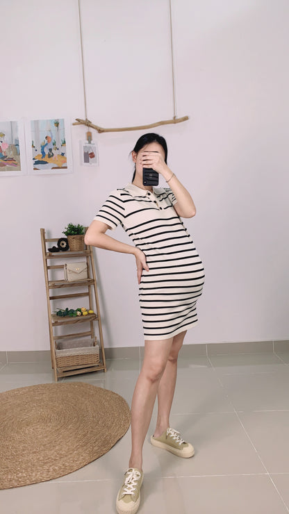 Remell Stripes Knitted Collar Dress