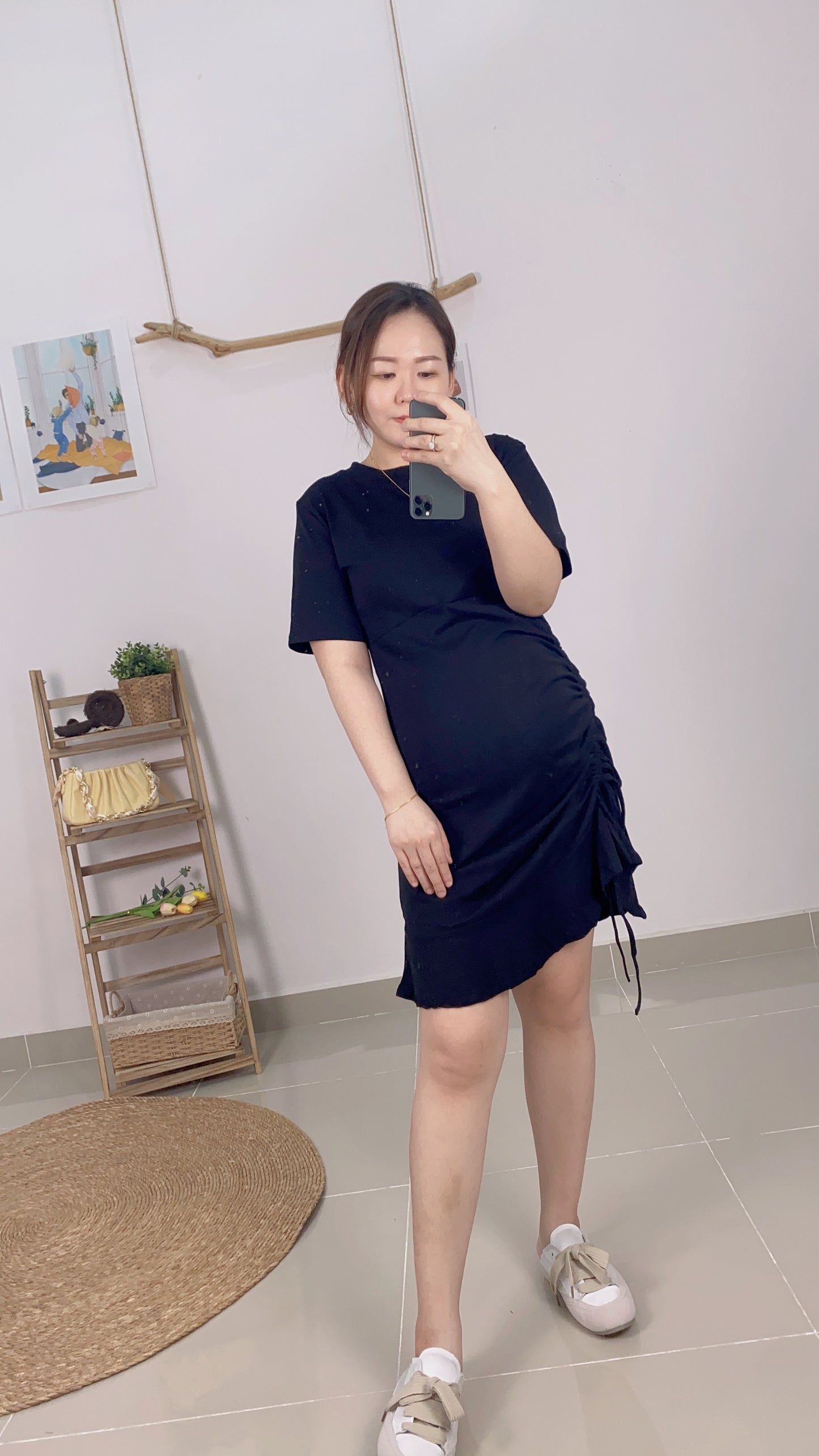 Soos Basic Plain Short Sleeve Maternity Dress