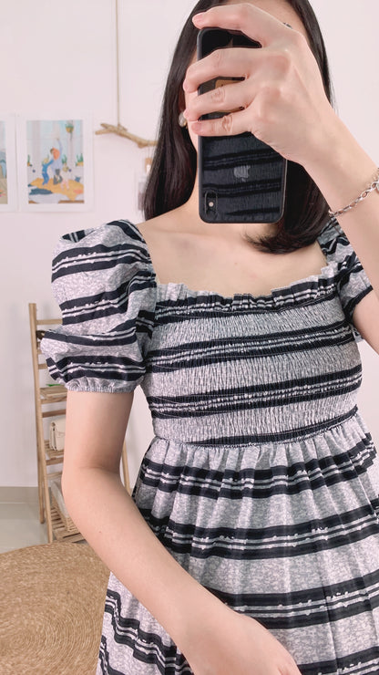 Macy Puff Sleeve Stripes Dress