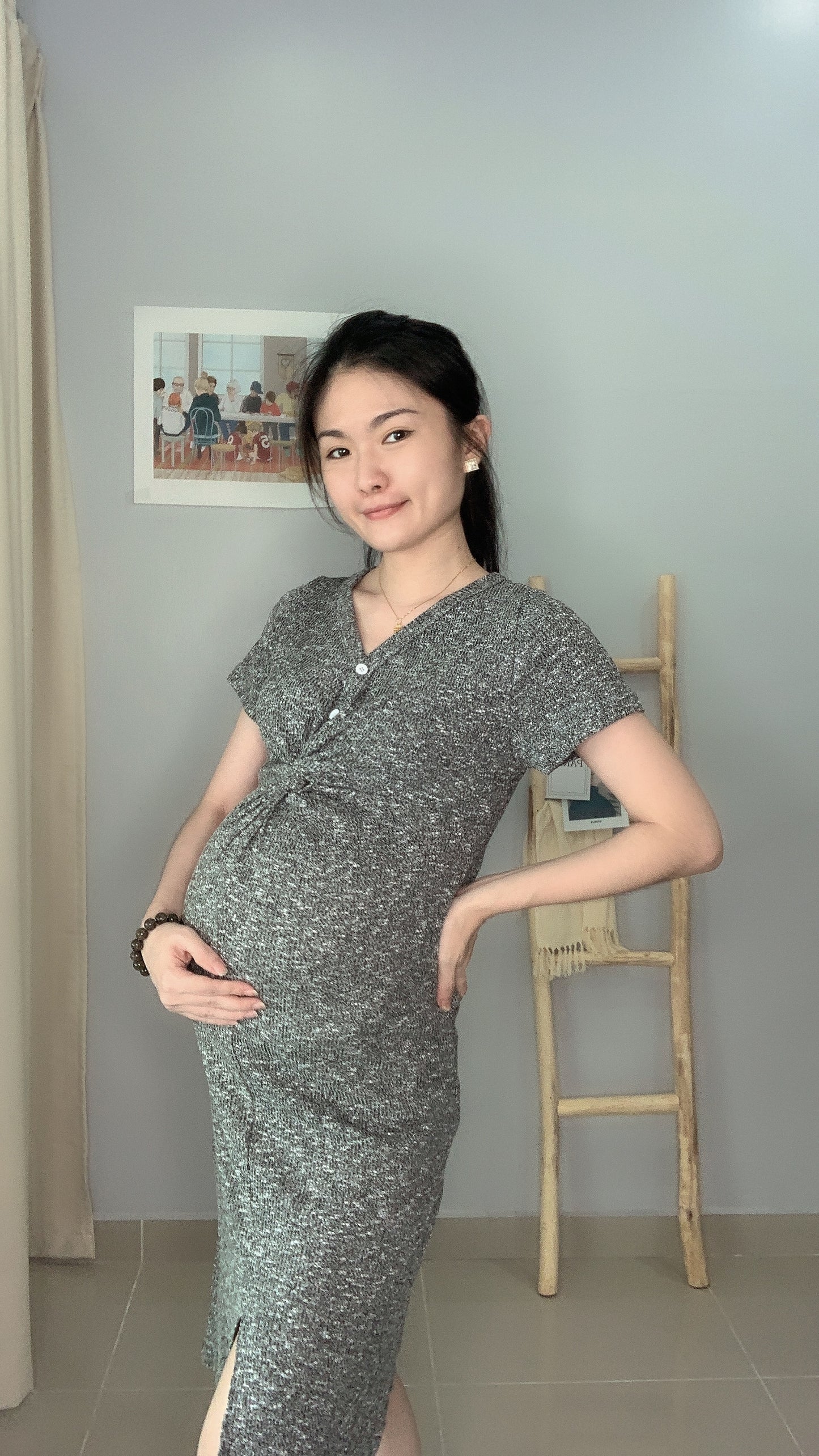 Sandro Grey Knitted Nursing/ Maternity Dress