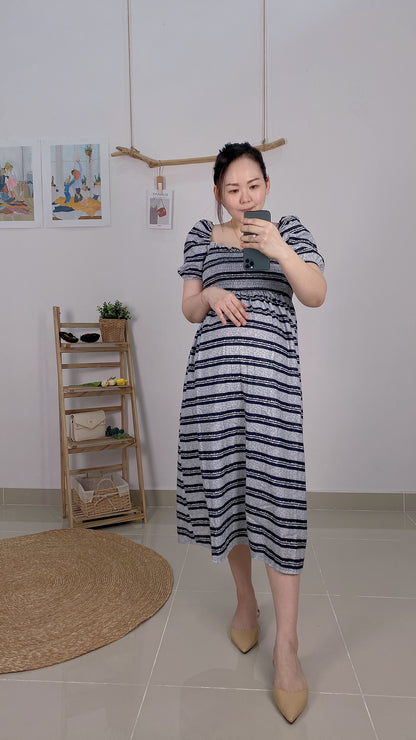 Macy Puff Sleeve Stripes Dress