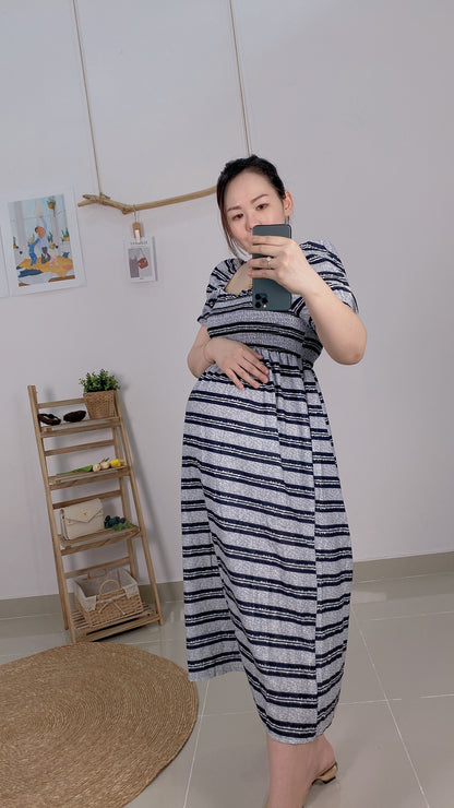 Macy Puff Sleeve Stripes Dress