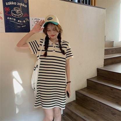 Remell Stripes Knitted Collar Dress