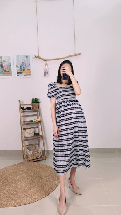 Macy Puff Sleeve Stripes Dress