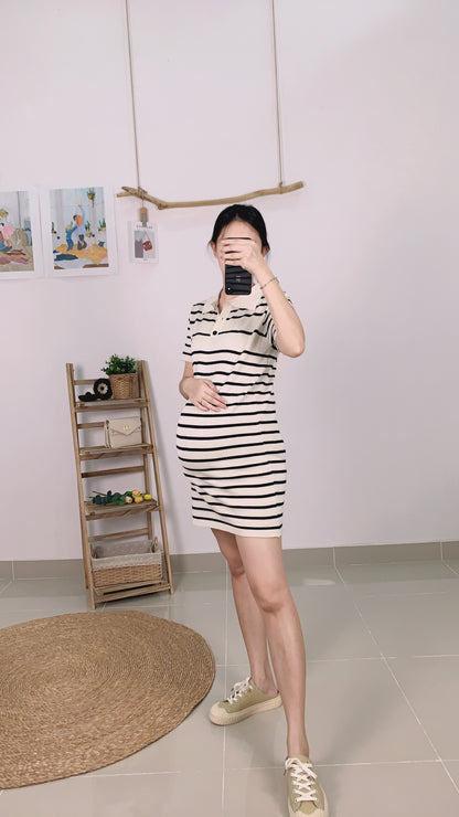 Remell Stripes Knitted Collar Dress