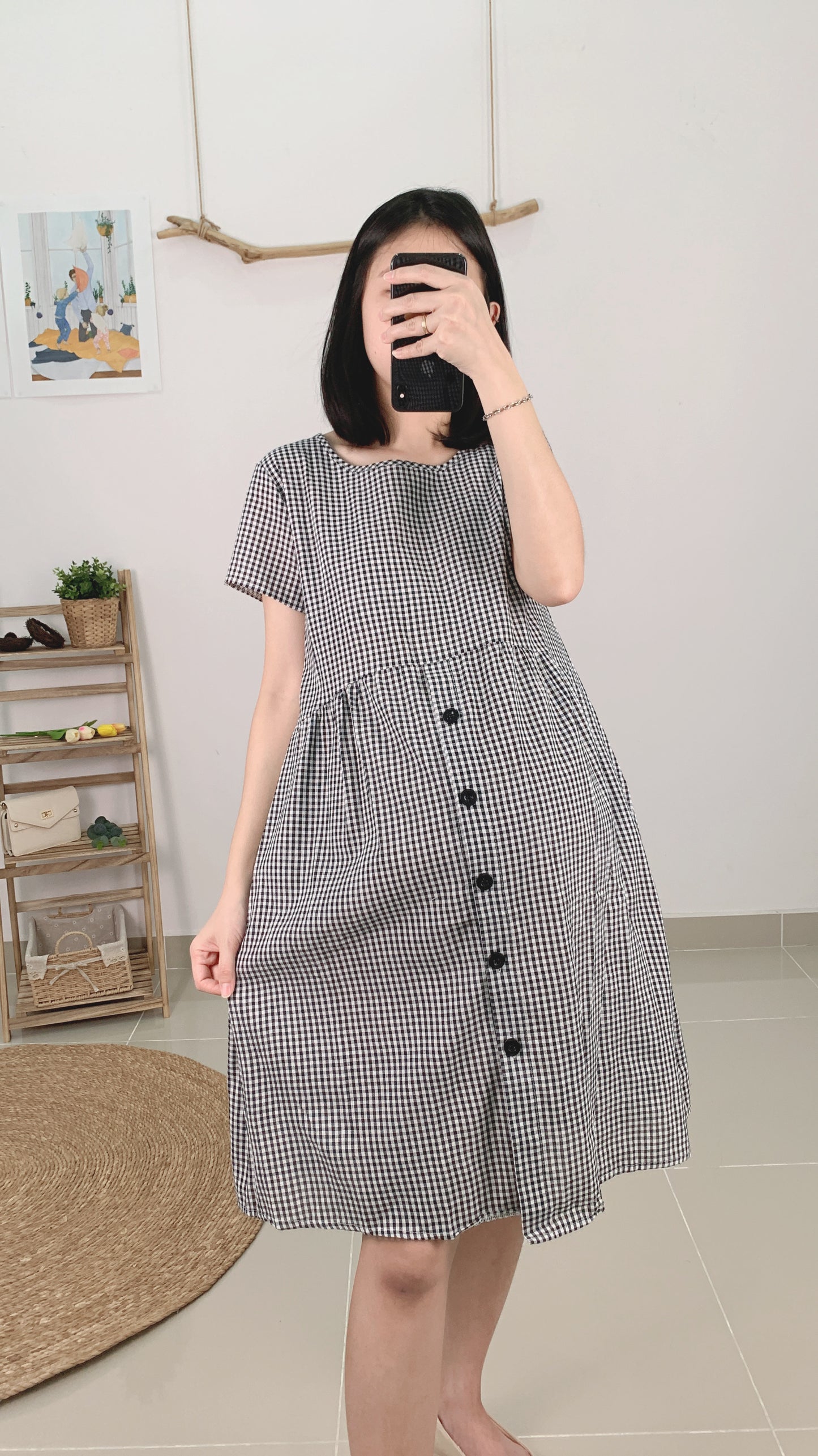 Xena Sleeved Grid Dress