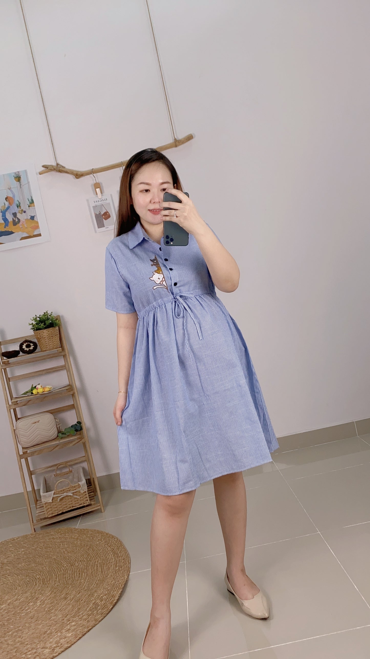 Weyzoe  Kitten Blue Stripes Dress