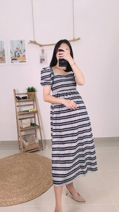 Macy Puff Sleeve Stripes Dress