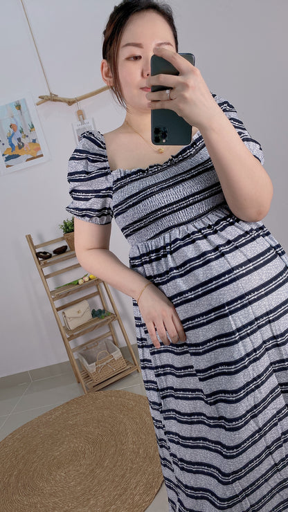 Macy Puff Sleeve Stripes Dress