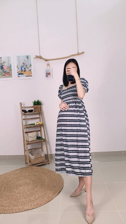 Macy Puff Sleeve Stripes Dress