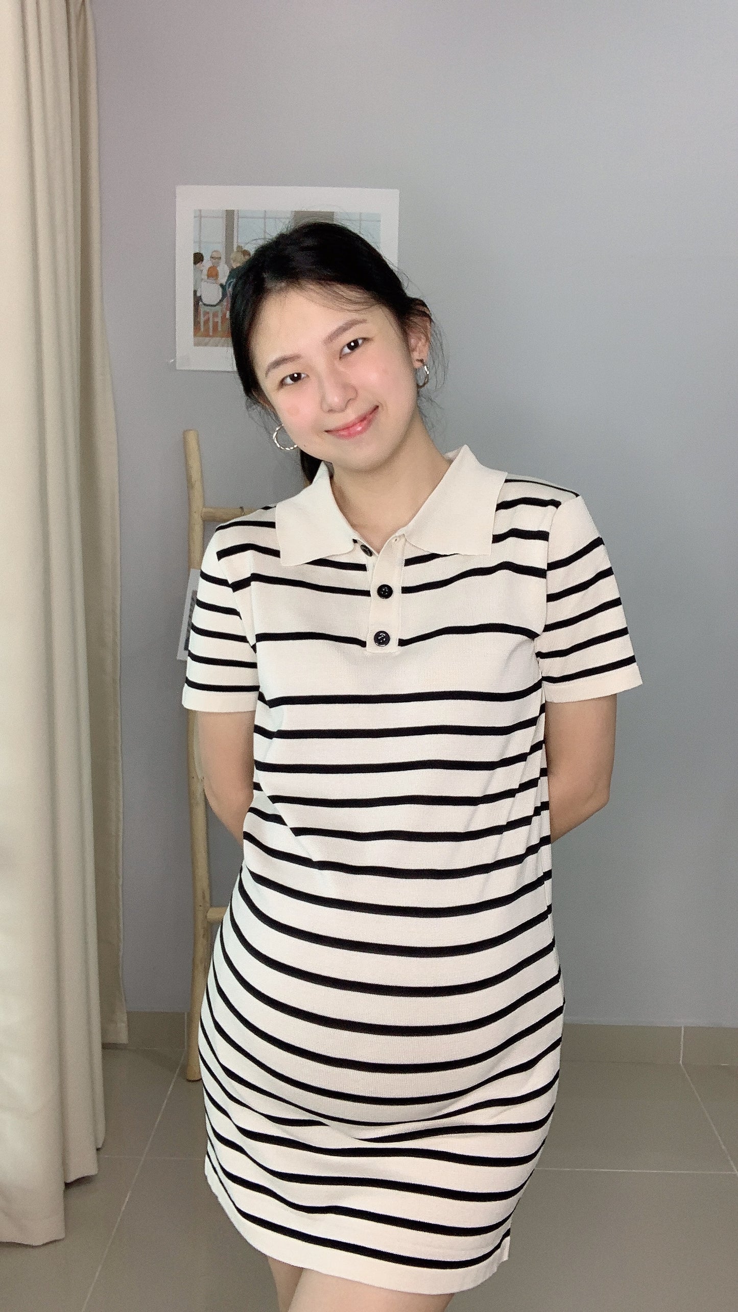 Remell Stripes Knitted Collar Dress