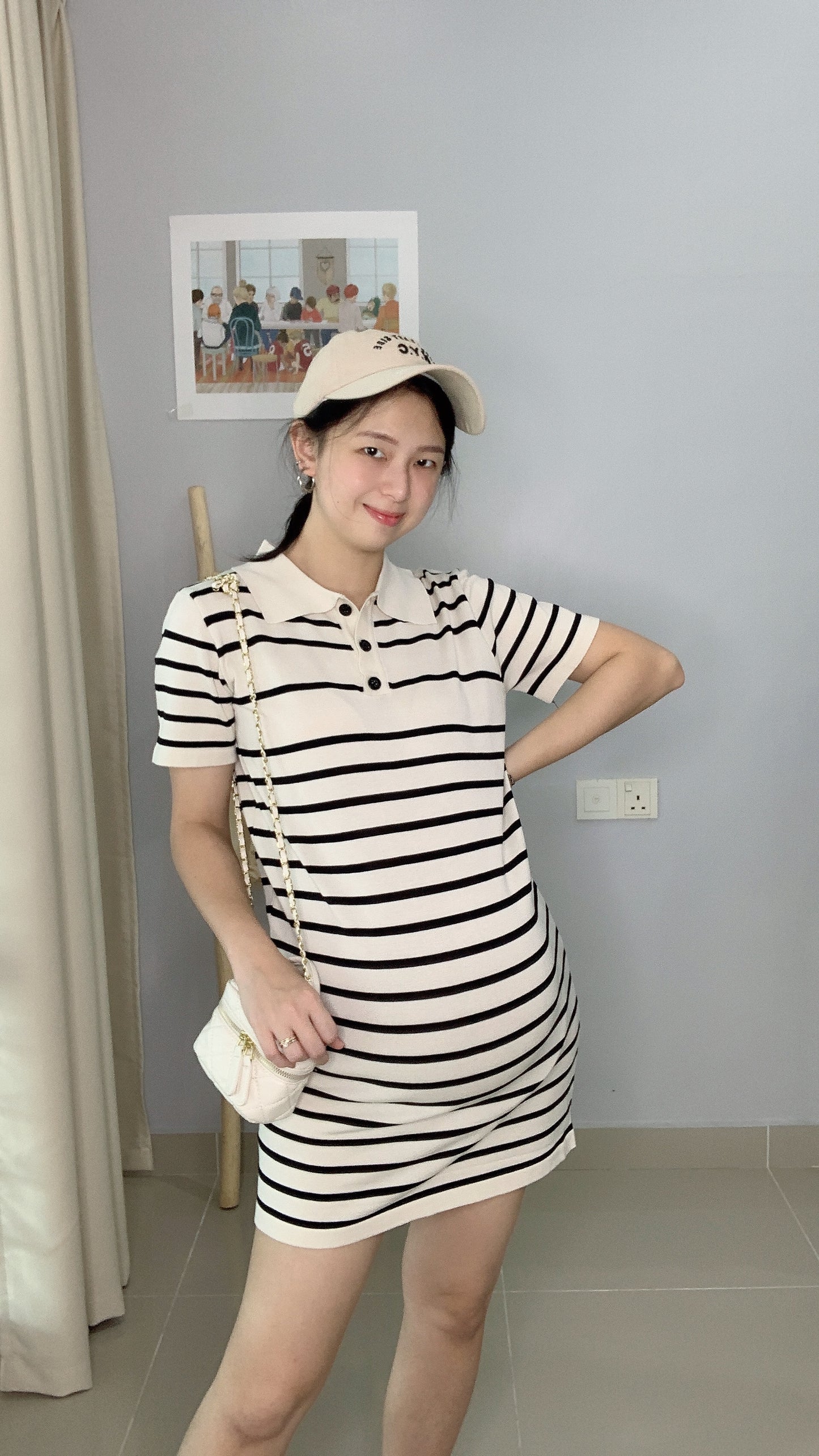 Remell Stripes Knitted Collar Dress