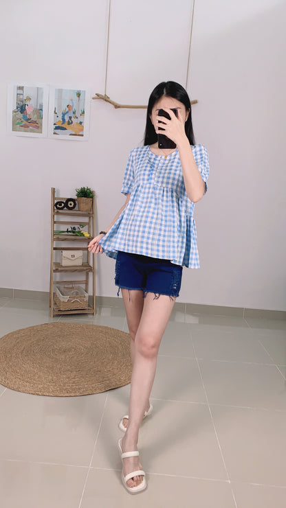 Milla Grid Sleeve Top