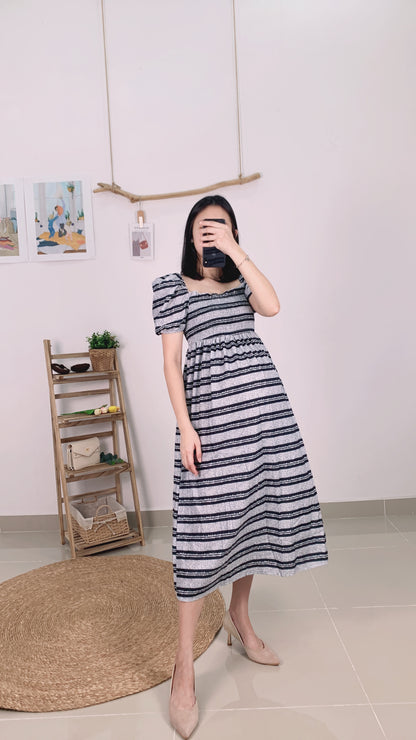 Macy Puff Sleeve Stripes Dress