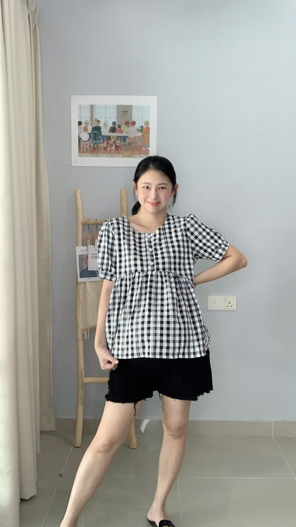 Milla Grid Sleeve Top