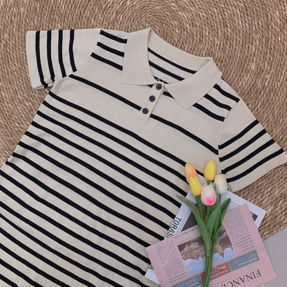 Remell Stripes Knitted Collar Dress